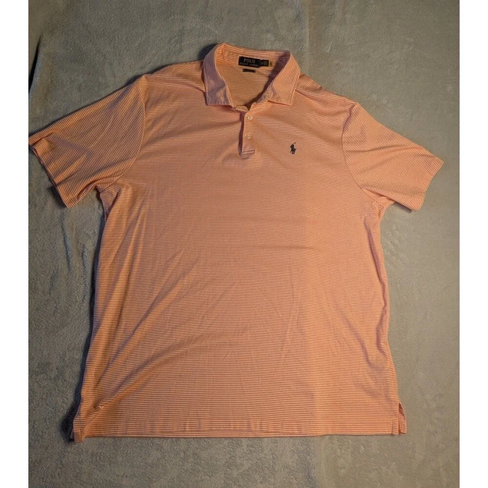 Polo Ralph Lauren Classic Fit Polo Shirt Men’s XXL Orange Striped Cotton